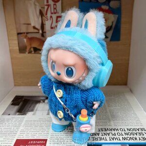 Blue Sweater Outfit for Labubu Gen 1/2/3 – Handmade Clothes Set (No Doll)